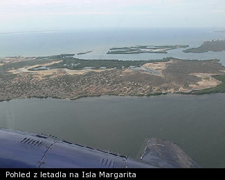 Pohled z letadla na Isla Margarita